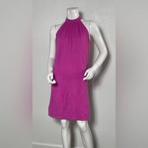 💯 pure Cashmere Pink Halter Sheath Mini Dress